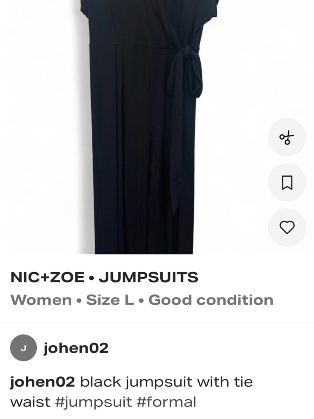 NIC+ZOE Black Wrap-Front Jumpsuit with Side Tie